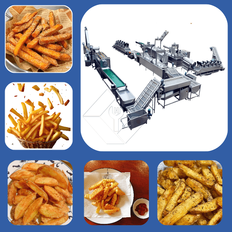 Preço de fábrica 100-1000kg Batatas fritas congeladas automáticas Batatas fritas que fazem a linha de produção da máquina para venda