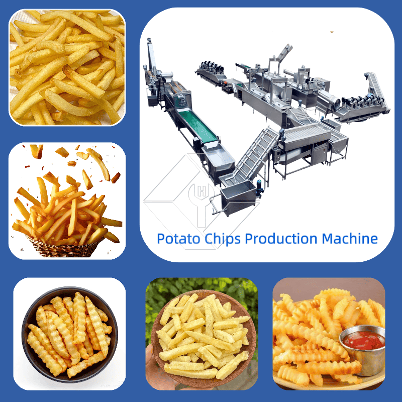 Preço de fábrica 100-1000kg Batatas fritas congeladas automáticas Batatas fritas que fazem a linha de produção da máquina para venda