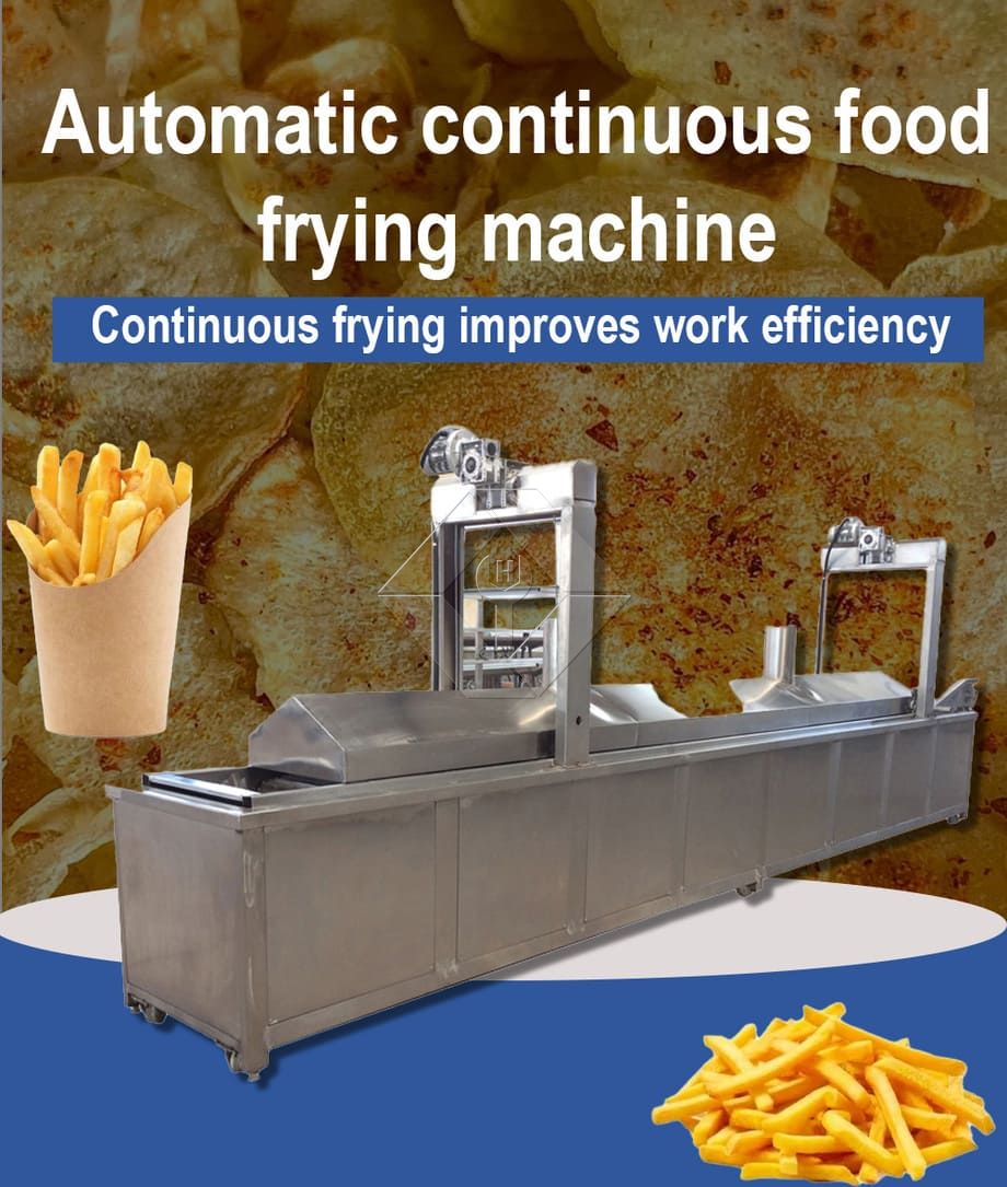 Máquina fritadeira elétrica de frango, fritadeira automática contínua, máquina de fritar hambúrguer com transportador