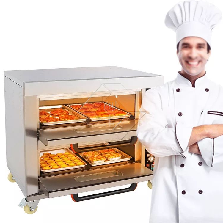 Venda quente novo forno a gás de padaria para forno de cozimento de bandejas de deck duplo 4