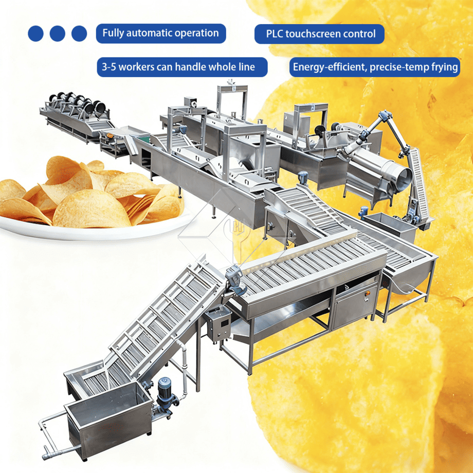Máquina de fazer batatas fritas automáticas em grande escala, linha de produção de batatas fritas