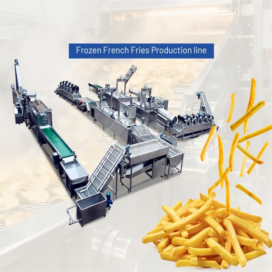 Preço de fábrica 100-1000kg Batatas fritas congeladas automáticas Batatas fritas que fazem a linha de produção da máquina para venda