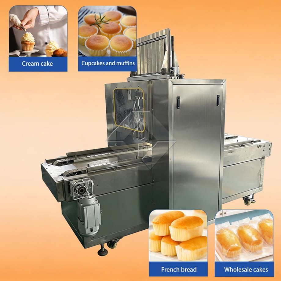 Linha de produção automática de muffin, preço de fábrica, mini máquina industrial de fazer bolos para colocar papéis de cupcake