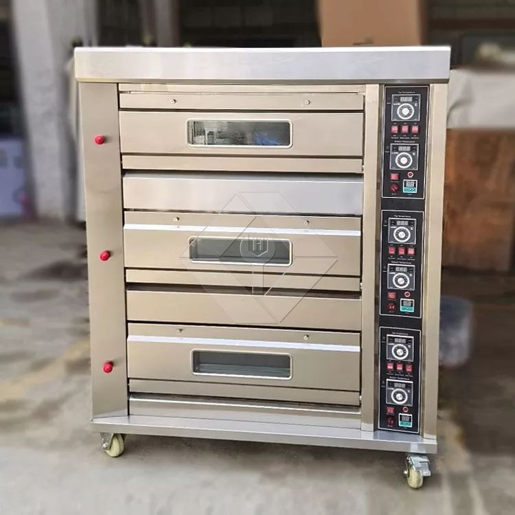 Venda quente novo forno a gás de padaria para forno de cozimento de bandejas de deck duplo 4