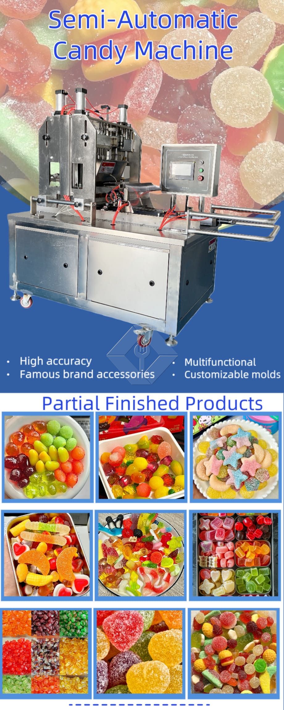 Máquina de fabricação de doces de goma pequena Máquina de produção de doces de gelatina pequena Máquina de fabricação de doces de goma pequena Máquina de produção de doces de gelatina pequena