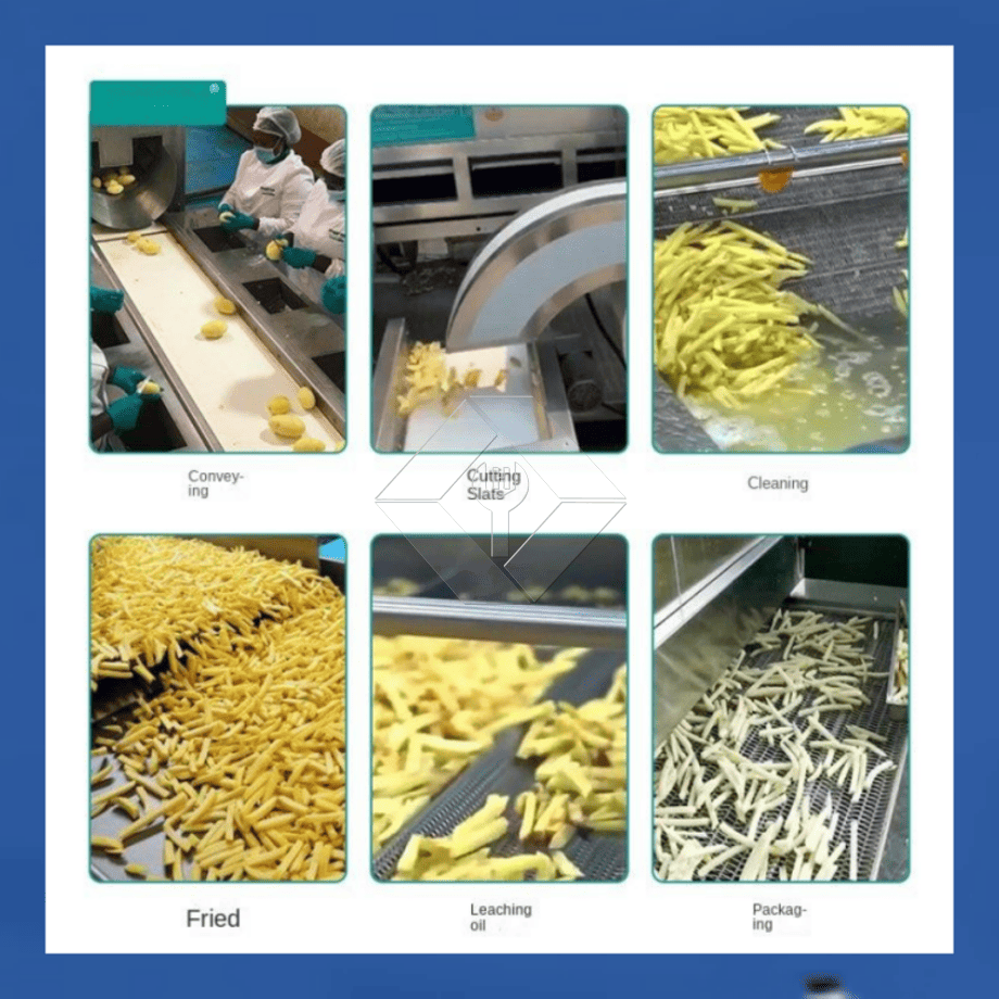Preço de fábrica 100-1000kg Batatas fritas congeladas automáticas Batatas fritas que fazem a linha de produção da máquina para venda