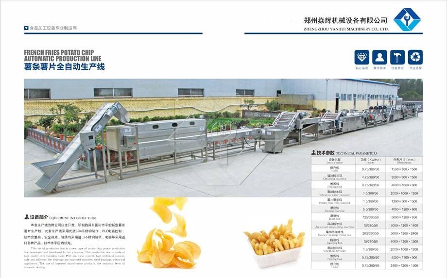 Preço de fábrica 100-1000kg Batatas fritas congeladas automáticas Batatas fritas que fazem a linha de produção da máquina para venda