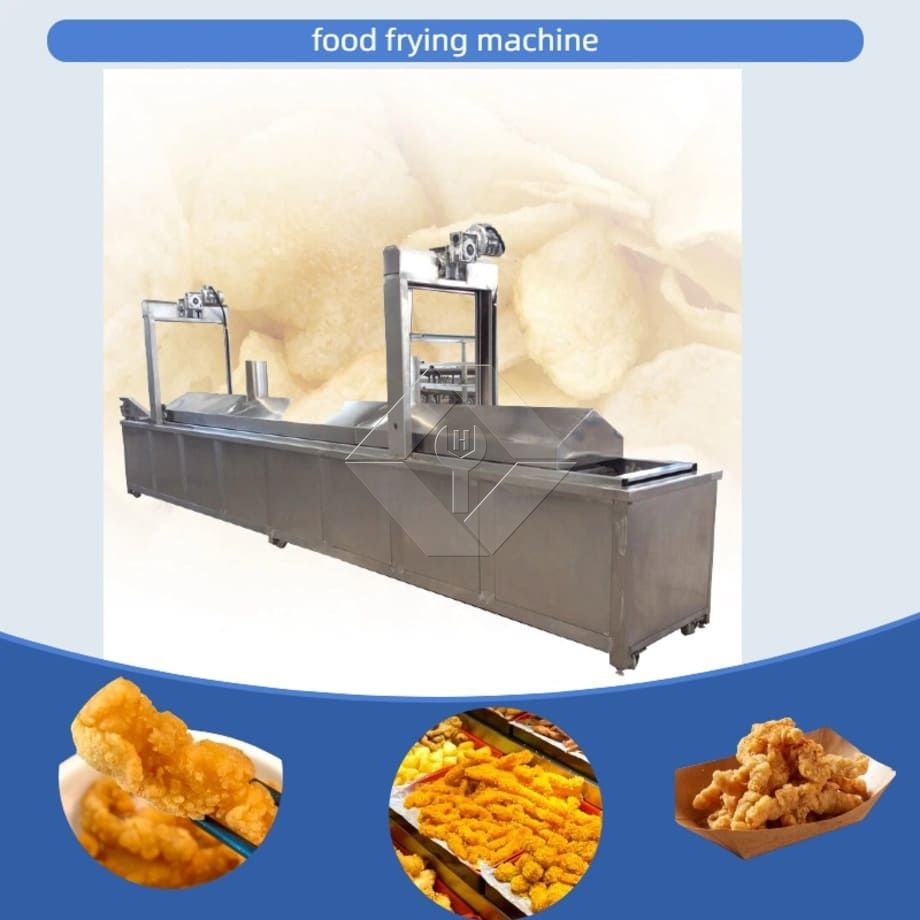 Máquina fritadeira elétrica de frango, fritadeira automática contínua, máquina de fritar hambúrguer com transportador