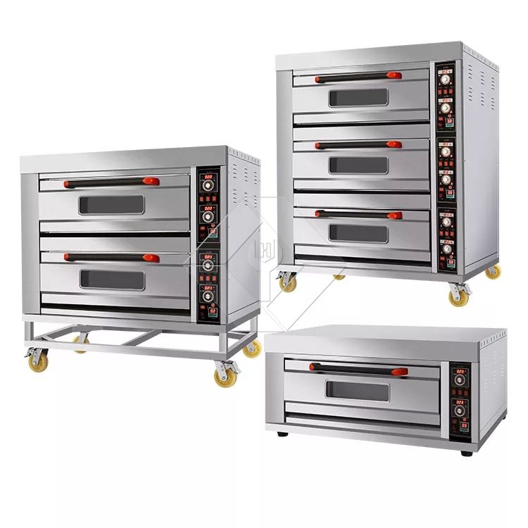 Venda quente novo forno a gás de padaria para forno de cozimento de bandejas de deck duplo 4