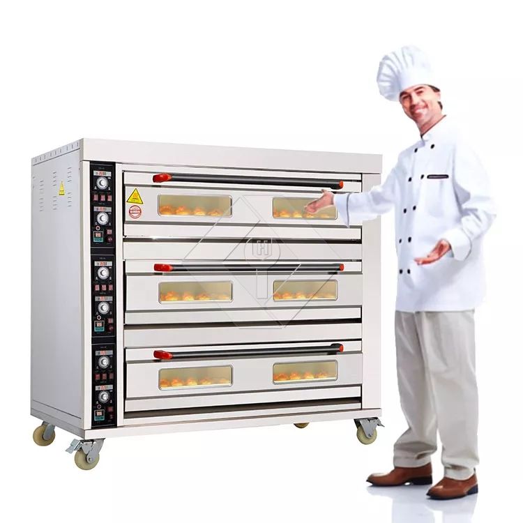 Venda quente novo forno a gás de padaria para forno de cozimento de bandejas de deck duplo 4