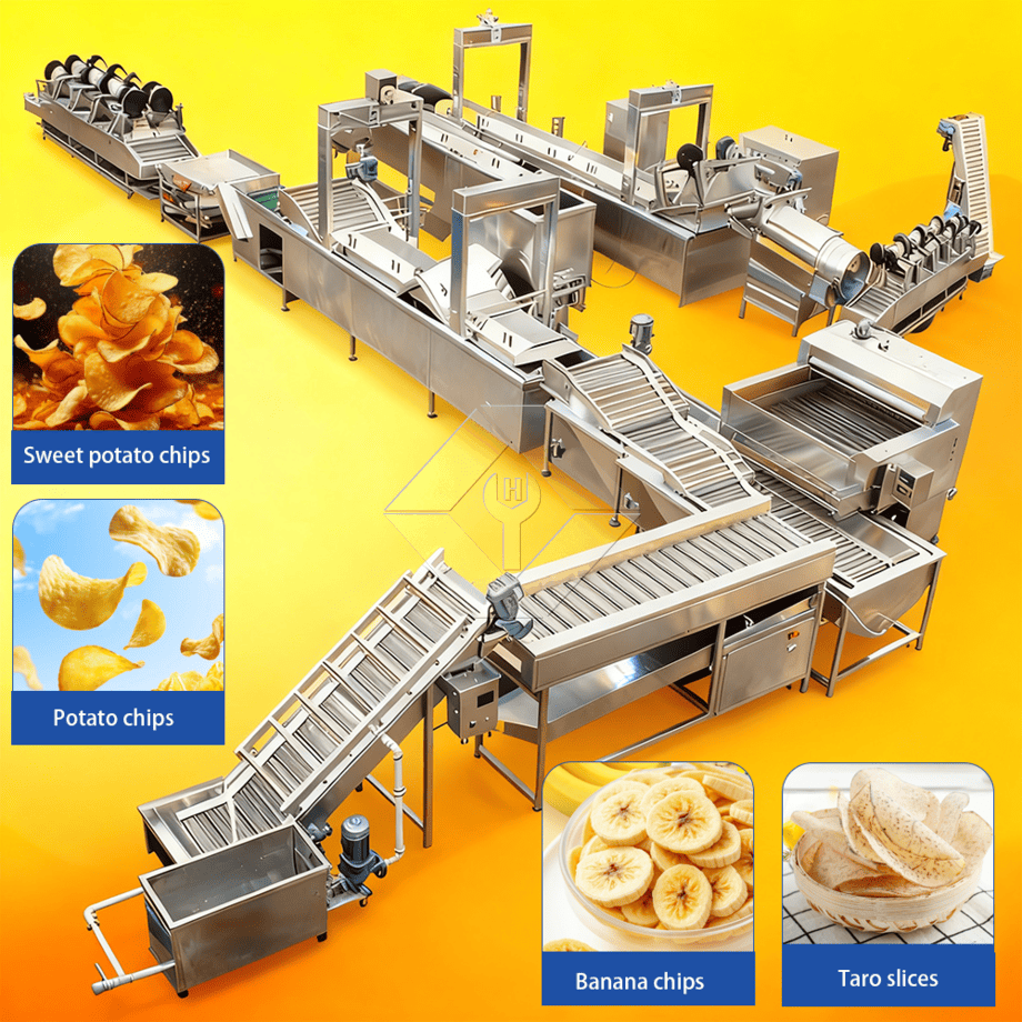 Máquina de fazer batatas fritas automáticas em grande escala, linha de produção de batatas fritas Máquina de fazer batatas fritas automáticas em grande escala, linha de produção de batatas fritas