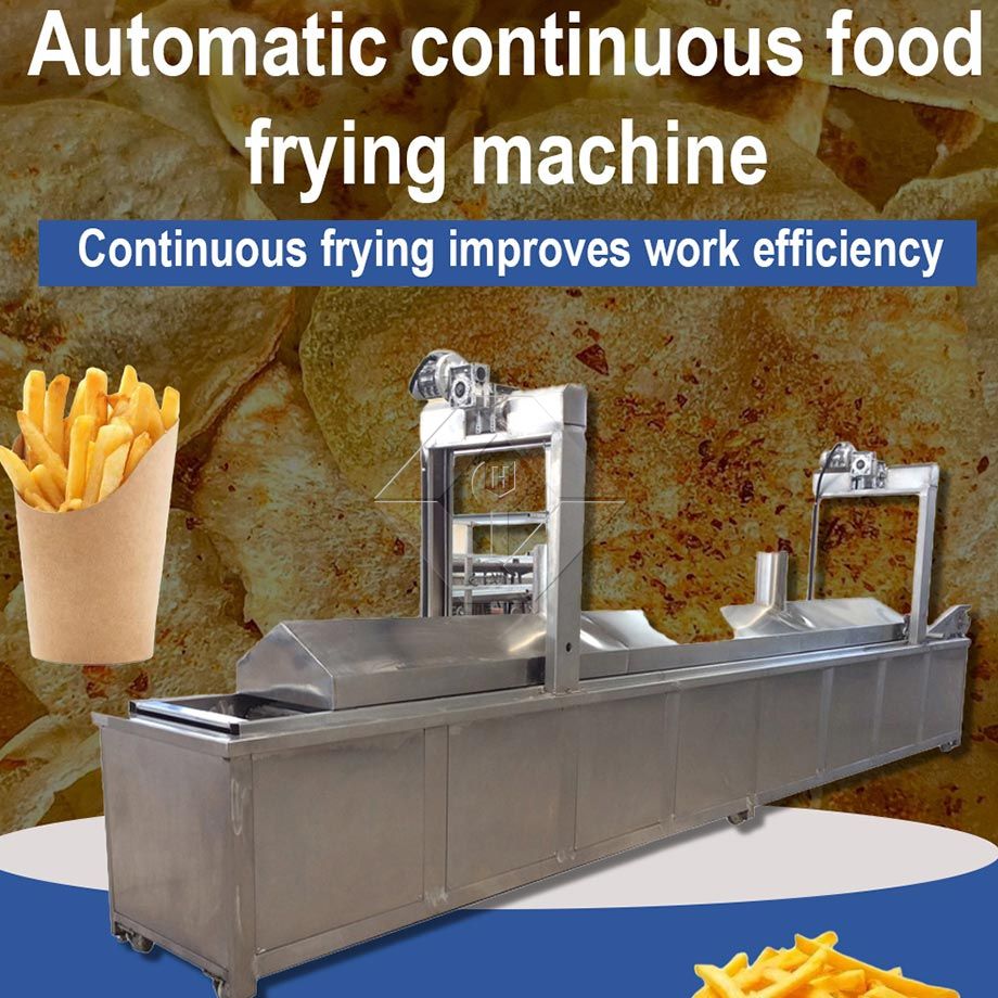 Máquina fritadeira elétrica de frango, fritadeira automática contínua, máquina de fritar hambúrguer com transportador