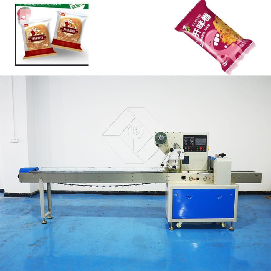 Máquina de embalagem de fluxo de alimentos para sanduíche de frutas congeladas, palitos de incenso de travesseiro horizontal, macarrão