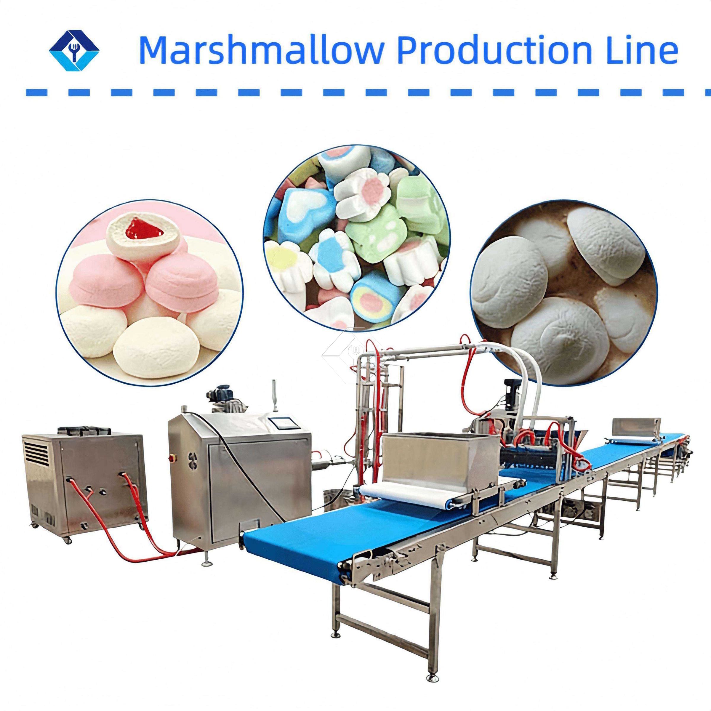 Linha de produção de marshmallow com economia de energia e baixo custo para fabricação de doces