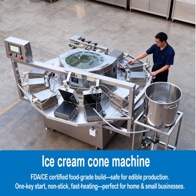 Cone de açúcar de rolamento giratório para assar sorvete Poke Cornet Cones laminados que fazem a máquina