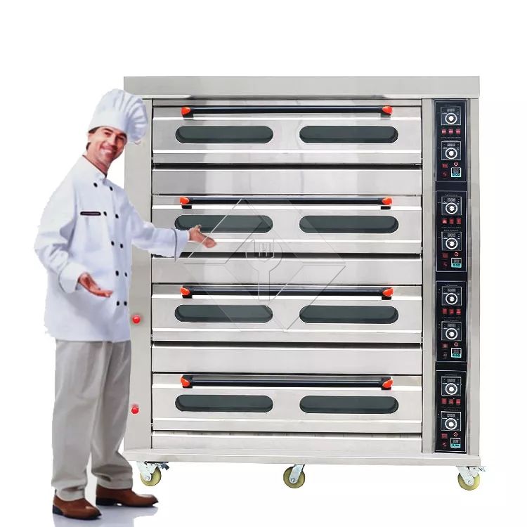 Forno de padaria comercial de 4 decks com 16 bandejas