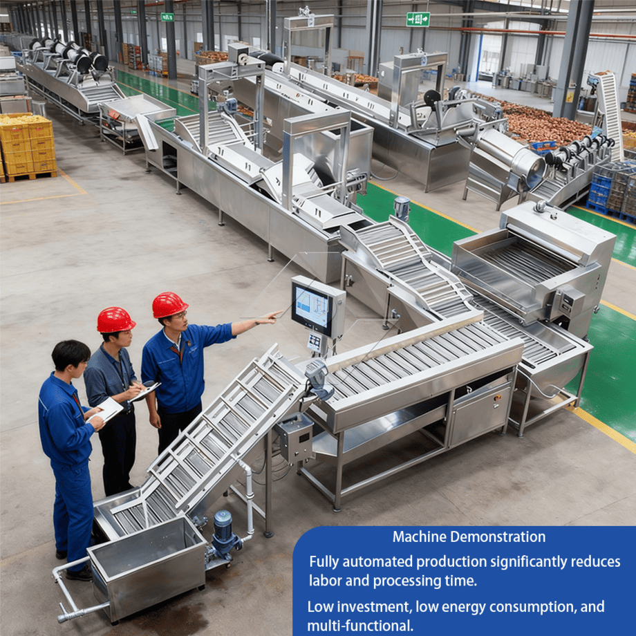Máquina de fazer batatas fritas automáticas em grande escala, linha de produção de batatas fritas