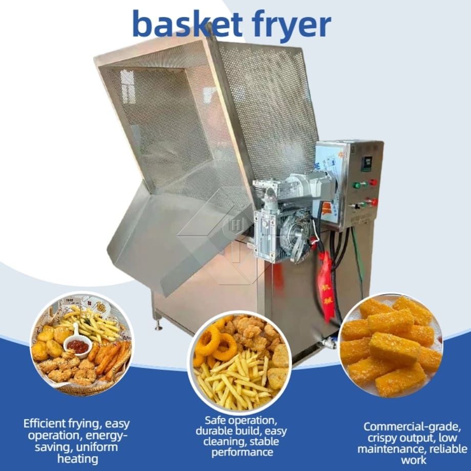 Máquina de fritar com agitação automática de baixo investimento Fritadeira de lote de alta capacidade para venda