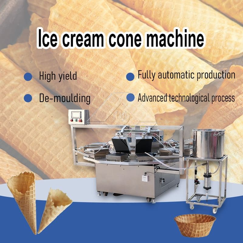 Cone de açúcar de rolamento giratório para assar sorvete Poke Cornet Cones laminados que fazem a máquina