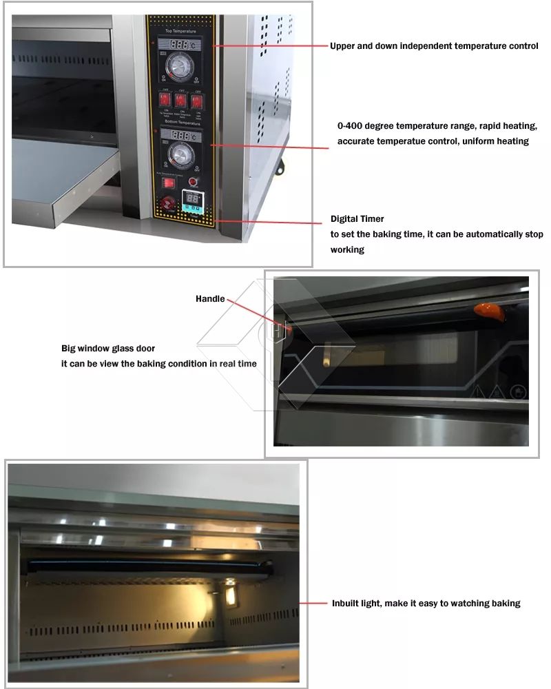 Venda quente novo forno a gás de padaria para forno de cozimento de bandejas de deck duplo 4