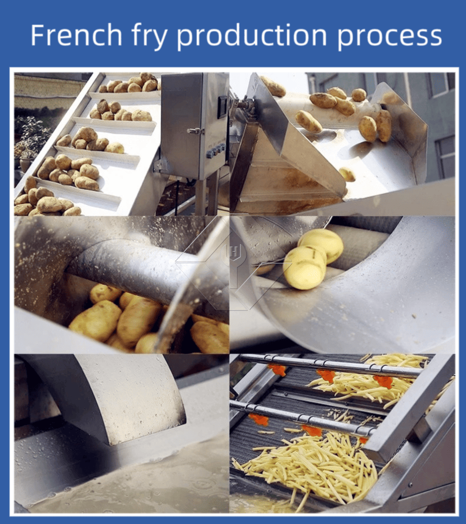 Preço de fábrica 100-1000kg Batatas fritas congeladas automáticas Batatas fritas que fazem a linha de produção da máquina para venda