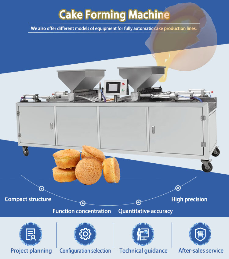 Linha de produção de copos de bolo de camada depositadora de bolo Linha de produção de copos de bolo de camada depositadora de bolo