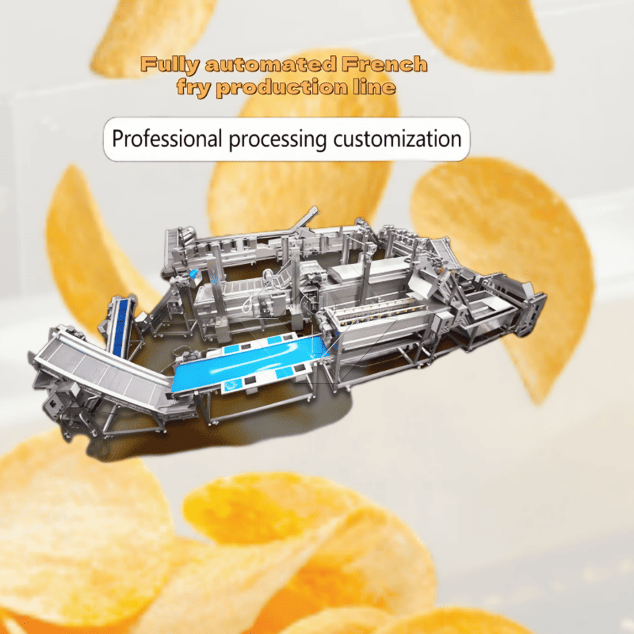 Máquina de fazer batatas fritas automáticas em grande escala, linha de produção de batatas fritas