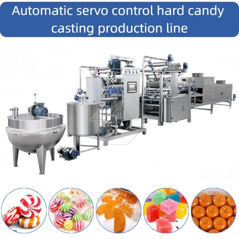 Máquina de fazer doces de goma de gelatina automática para doces duros que faz a máquina linha de produção de doces de pirulito