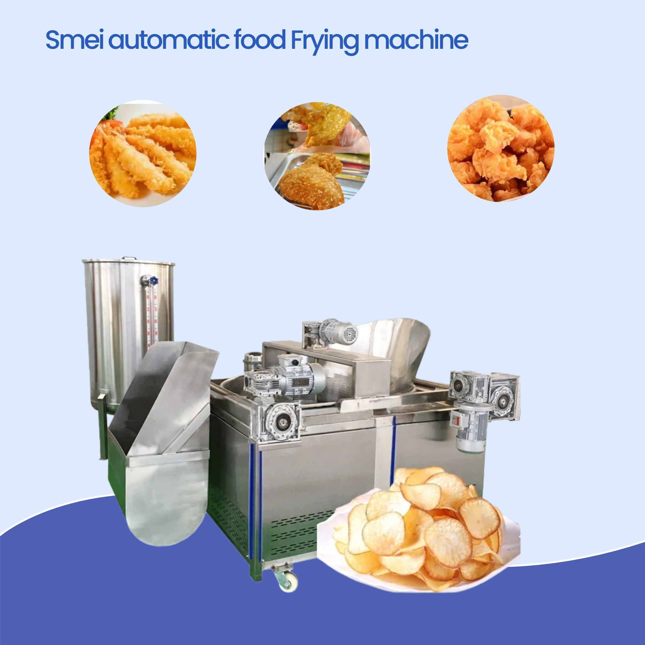 Fornecedor automático de fritadeira de salgadinhos fritos, batatas fritas e frango frito