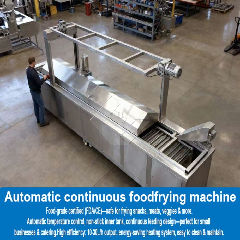 Máquina fritadeira elétrica de frango, fritadeira automática contínua, máquina de fritar hambúrguer com transportador